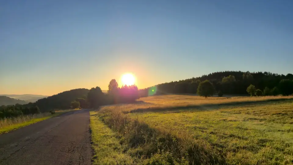 Sunrise Over the Meadow Road