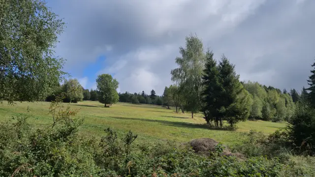 Meadow Haystack Under Broken Cloud